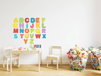 Sticker Alfabet, Folina, pentru copii, multicolor, planșă mare de 100 cm lungime, racletă de aplicare inclusă 