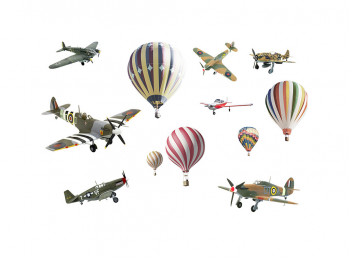 Set 14 stickere cameră băiat Avioane şi baloane în zbor