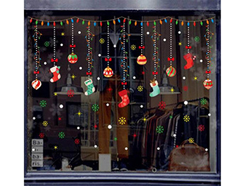 Stickere Crăciun, Folina, decor vitrină, globuri colorate