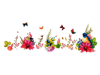 Sticker perete Jardin, Folina, decor flori watercolor