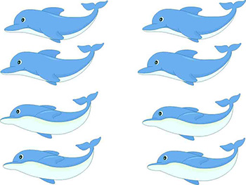 Set 8 stickere faianţă, Folina, model delfini, albastru