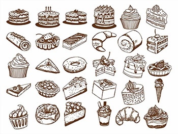 Set 30 stickere faianţă bucătărie, Folina, model Prăjituri, stil grafic, maro set-stickere-faianta-bucatarie-prajituri-4156