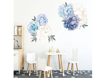 Stickere flori, Folina, buchete flori albastre, decor perete, mobilă, geam
