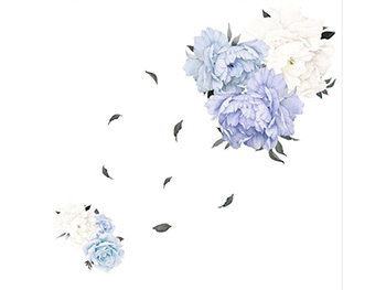 Stickere flori, Folina, decor flori albastre 
