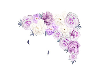 Stickere flori, Folina, decor floral lila