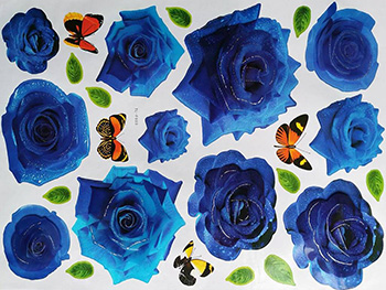 Stickere 3D flori, Folina, trandafiri albaştri