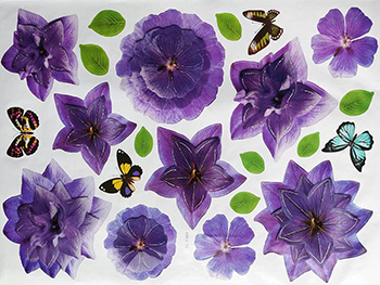 Stickere 3D flori, Folina, zorele mov