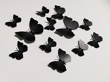 Stickere Fluturi 3D, Folina, negri, set 12 bucăţi
