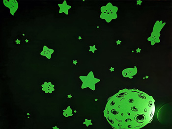 Set 48 stickere fosforescente, Folina, lună şi stele, Glow in the dark, racletă de aplicare inclusă. set-48-stickere-fosforescente-folina-model-luna-si-stele-glow-in-the-dark-8895