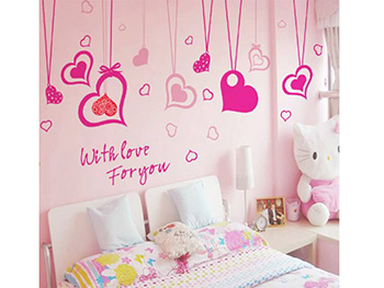 Stickere inimioare, Folina, decor roz