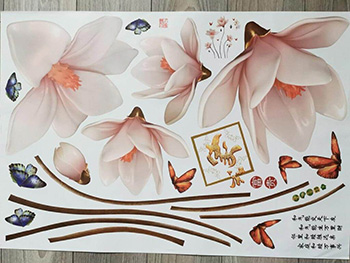 Stickere perete, Folina, magnolii crem, 130 cm