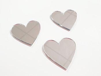 Set 30 Stickere oglindă argintie Inimioare, Folina, din oglindă acrilică 