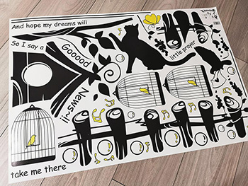 Sticker perete Colivii, Folina, decor negru, 108x138 cm