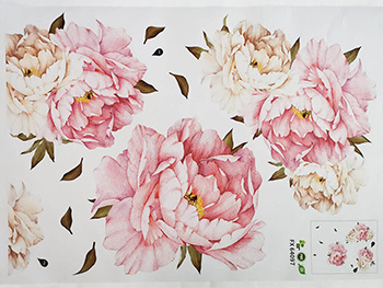 Stickere flori, Folina, bujori roz