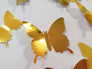 Stickere 3D Fluturi aurii, Folina, efect metalic - set 12 bucăţi