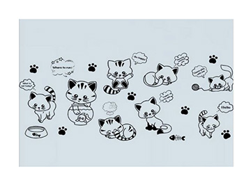 Sticker grafic Pisici, Folina, autoadeziv, negru
