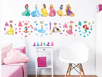 Set 77 stickere Prinţesele Disney, Walltastic, multicolor