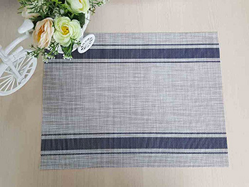 Suport farfurie masă Rita, Folina, gri cu dungi negre, 45 x 30 cm - set 2 bucati
