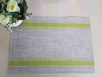 Suport farfurie masă Rita, Folina, pvc gri cu dungi verzi, 45 x 30 cm- set 2 bucati