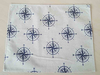 Set 6 Suport farfurie textil, Folina, imprimeu cu busole, bej, 42 x 30 cm