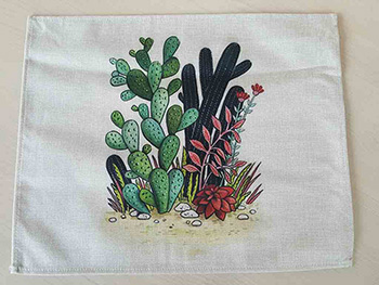Set 6 Suport farfurie textil, Folina, imprimeu cu cactus, multicolor, 42 x 30 cm