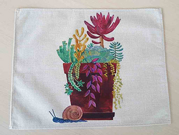 Set 6 Suport farfurie textil, Folina, imprimeu ghiveci cu flori, multicolor, 42x30 cm suport-farfurie-textil-imprimat-floare-7421