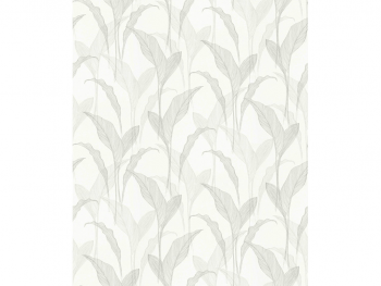 Tapet alb cu frunze gri, cu sclipici argintiu, Erismann Elle decoration 1020731