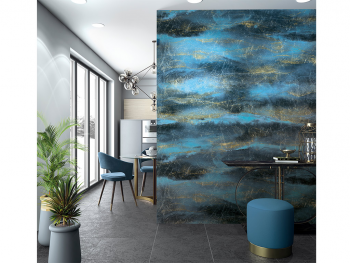 Tapet imitaţie decorativă albastră, Marburg Art Aspiration 46730, 270x212 cm