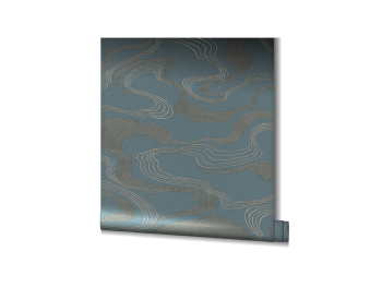 Tapet albastru cu model şerpuit, Marburg Kyoto 34538, vlies, rolă de 5mp