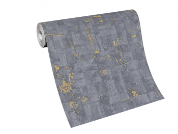 Tapet imitaţie decorativă gri cu inserţii aurii, Erismann Imitations 1017910 tapet-imitatie-decorativa-gri-cu-insertii-aurii-erismann-imitations-1017910-4727