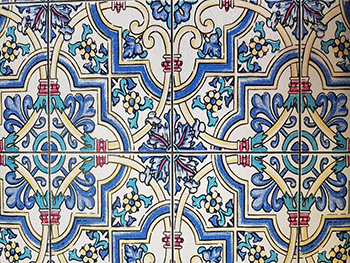 Tapet imitaţie faianţă albastră Maroc Easy Wall, PS International, decorațiune perete, rolă tapet 53x100 cm