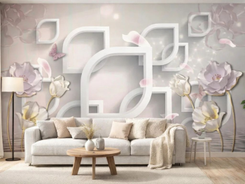 Fototapet 3D flori pastel, suport vlies, 368x254cm