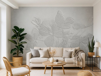 Fototapet floral gri, Fall Leaves, vlies lavabil - 400x260 cm