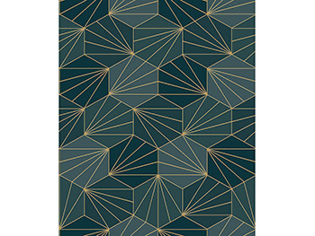 Tapet modern verde, Ugepa, cu model geometric auriu, Galactik L94901