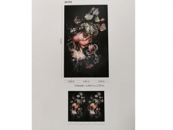 Tapet negru cu flori, Marburg, New Spirit 32755, 159x270 cm