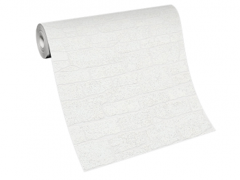 Tapet imitaţie zid piatră albă cu sclipici argintiu, Erismann Imitations 1009101 tapet-caramida-alba-cu-sclipici-argintiu-erismann-1009101-2548