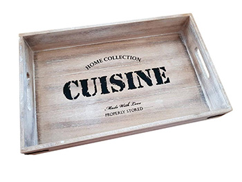 Tavă din lemn Cuisine, Dekoratief, aspect vintage - 48 cm