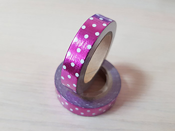 Washi tape roz cu puncte albe