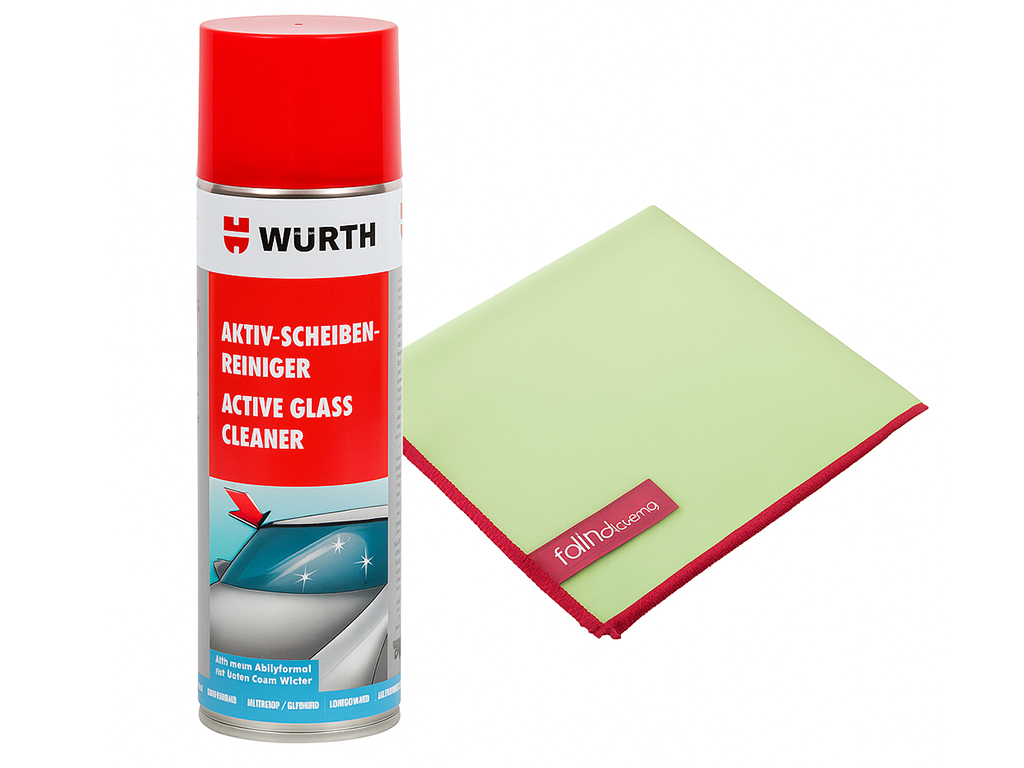Set curățare geamuri auto – Spumă activă Wurth 500 ml + Lavetă microfibră Folina 40×40 cm